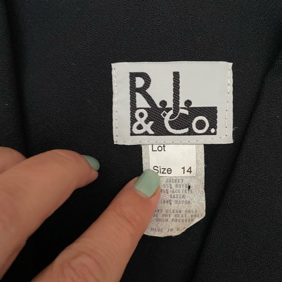 R.J. & Co satin leopard print on collar and buttons Women’s Blazer 14, black - Picture 9 of 15